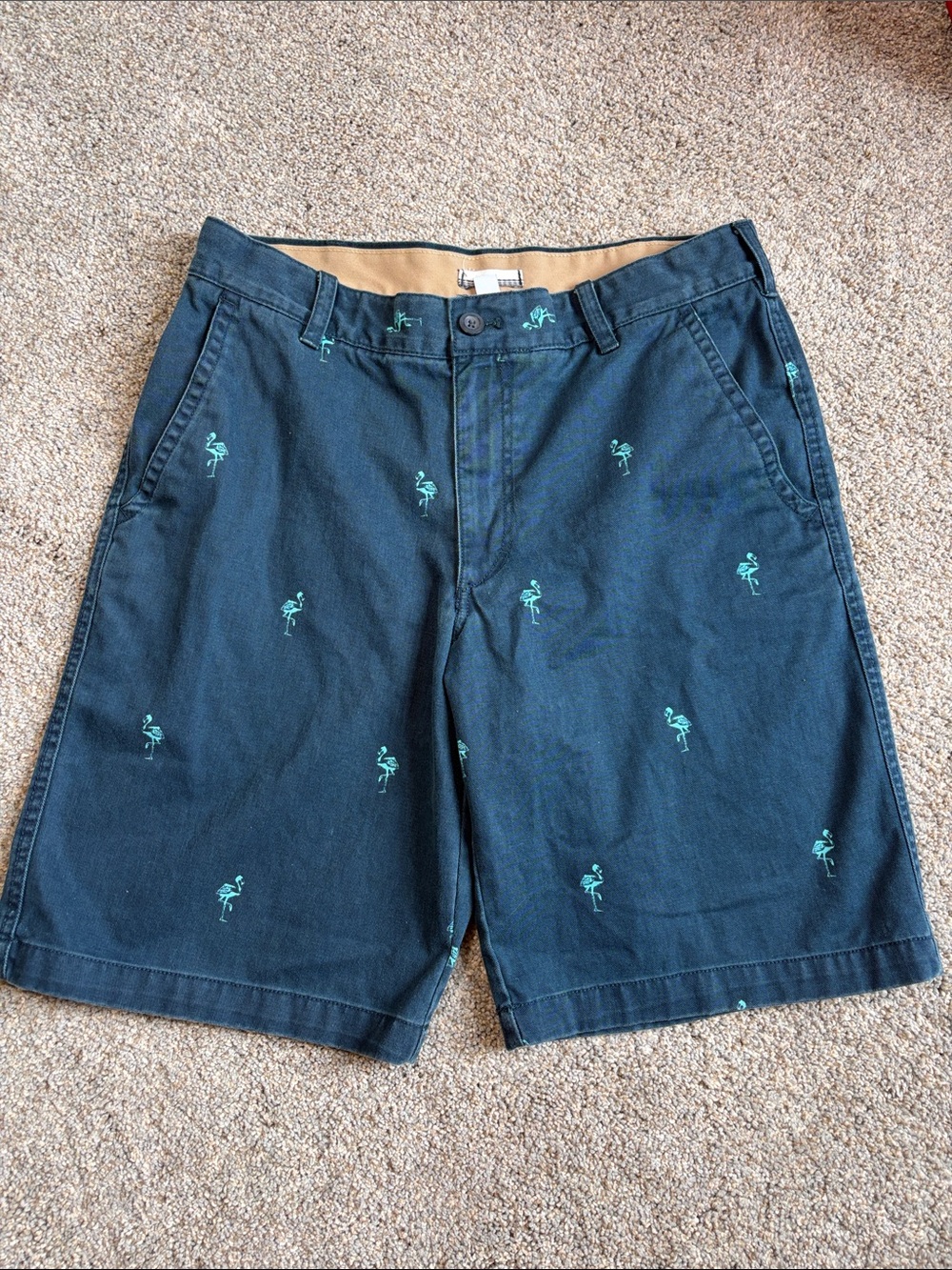 Izod Navy Shorts with Light Blue Flamingos